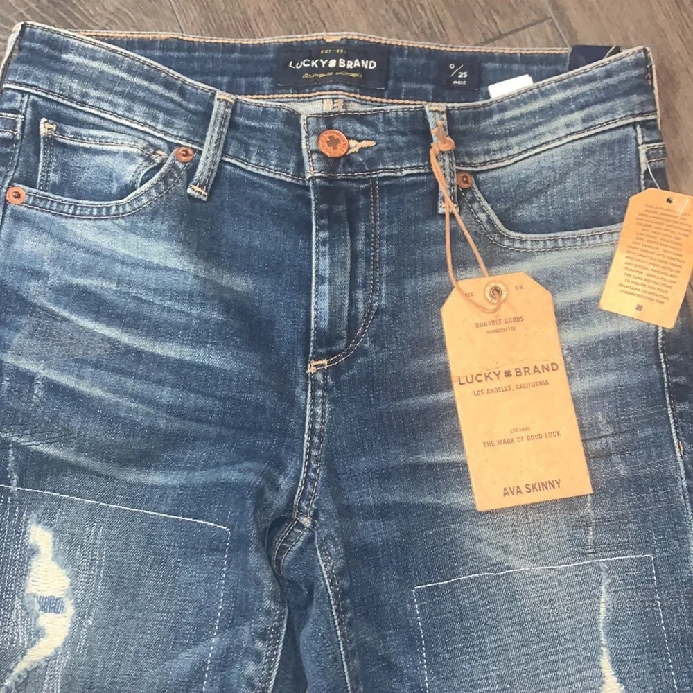 NWT Lucky Brand Ava Skinny Ankle Stitched Jean in South Lake Size 25/ Size 0 - Picture 14 of 14